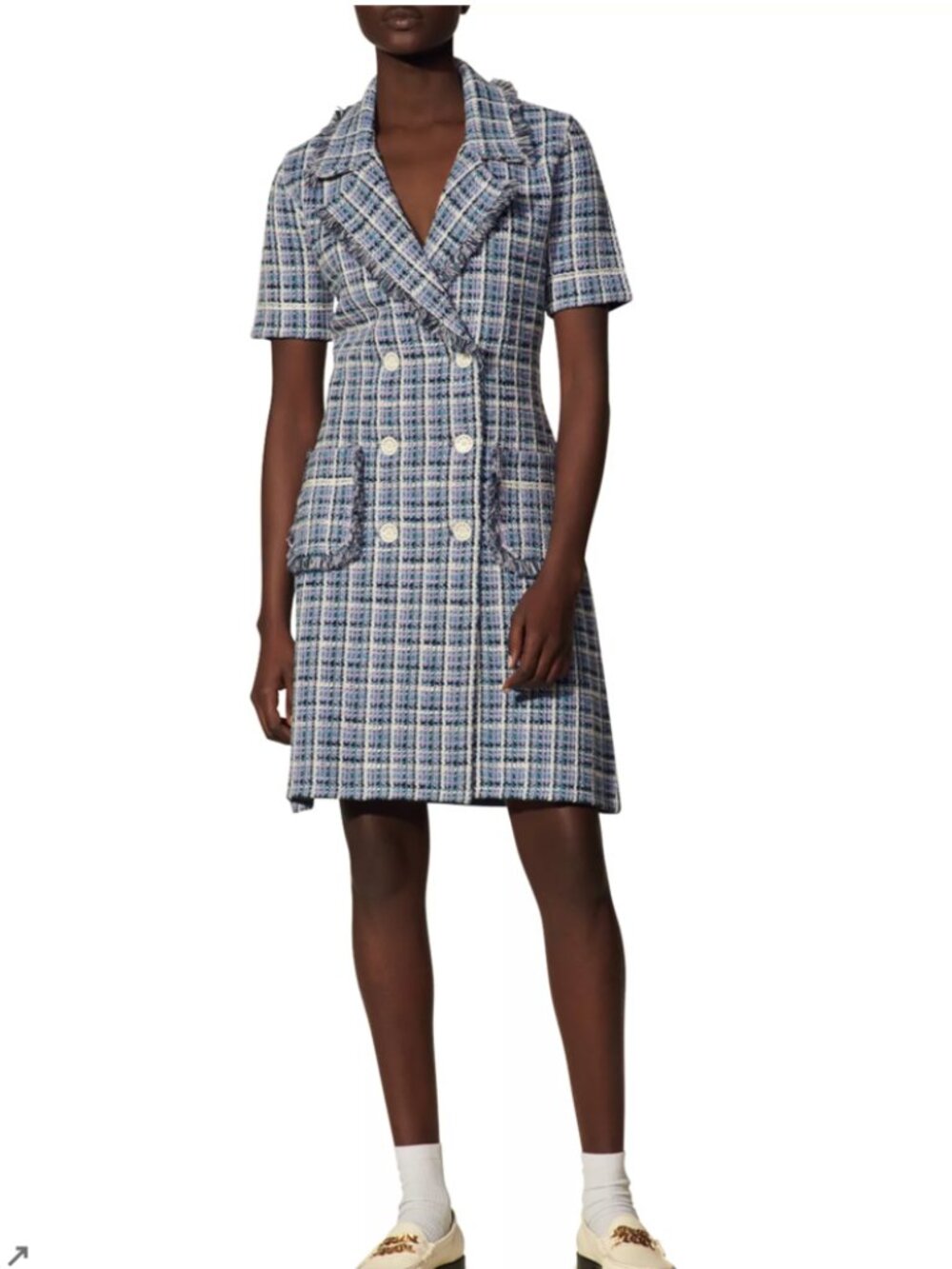 Sandro Paris Ludivine Blue Boucle Tweed Mini Dress US 4 FR 36
